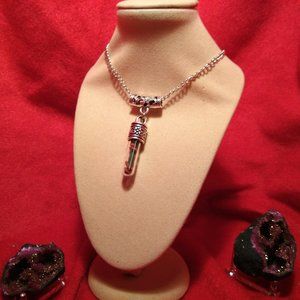 Tibetan Silver Necklace with Red Jasper and Dark Green Aventurine